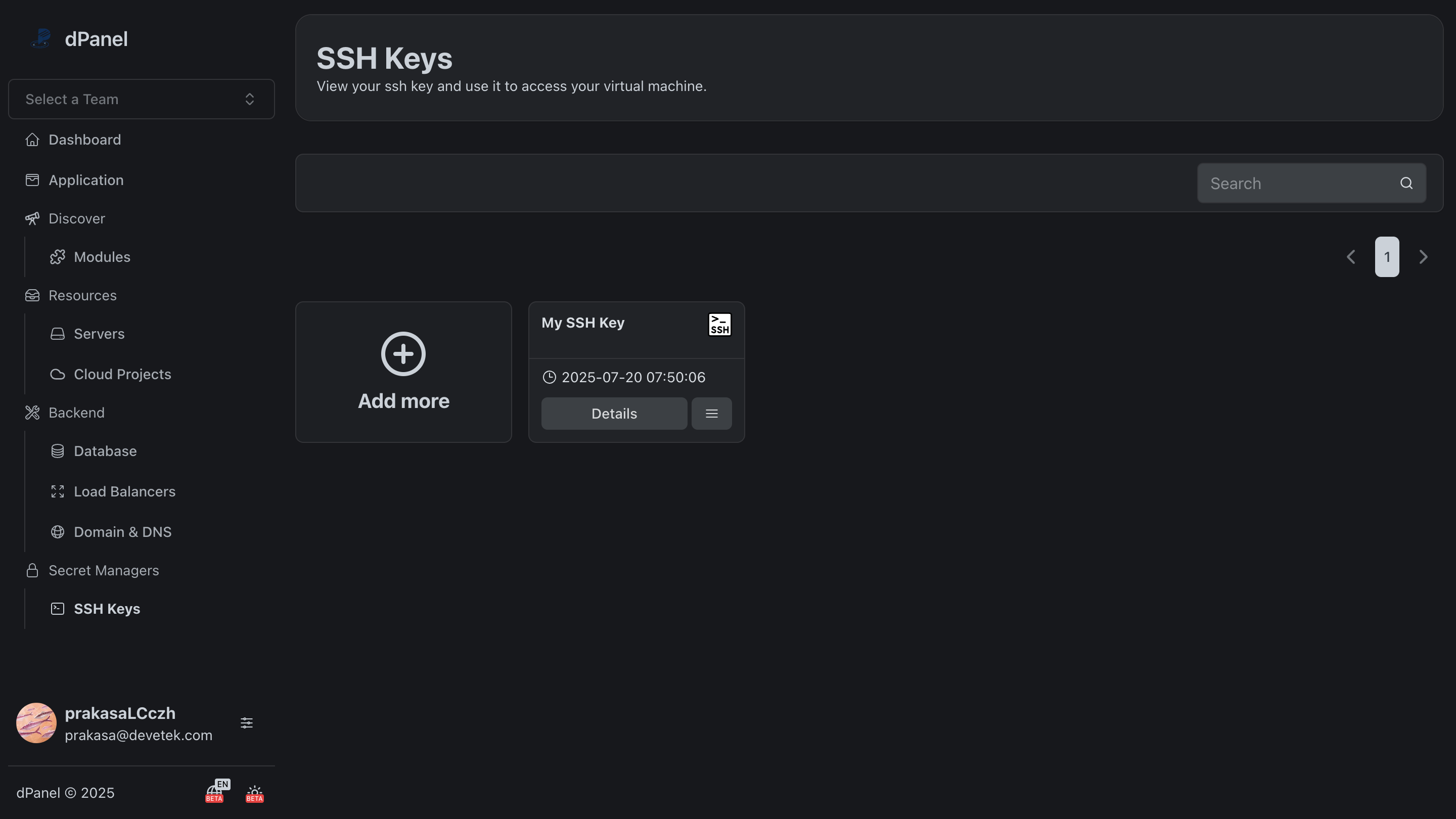 List SSH Key